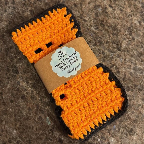 Handmade Crochet Washcloths Dishcloths Halloween Hearts 100% Cotton - Picture 6 of 6